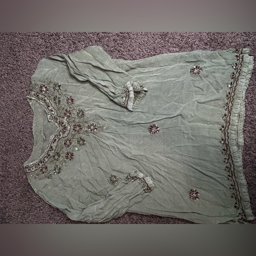 Embroidered Long Sleeve Top with matching skirt